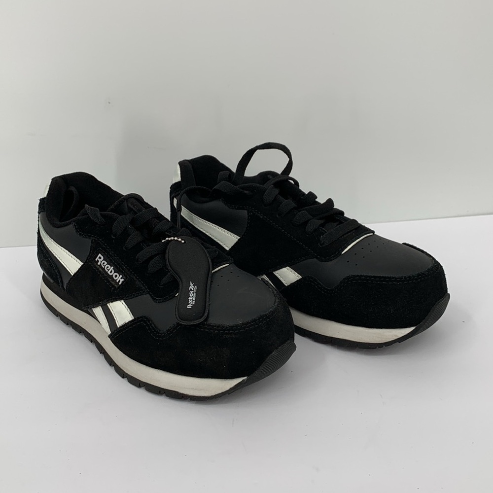 Reebok Harman Work sneakers black leather composite safety toe lace tie women 7 - Picture 2 of 7